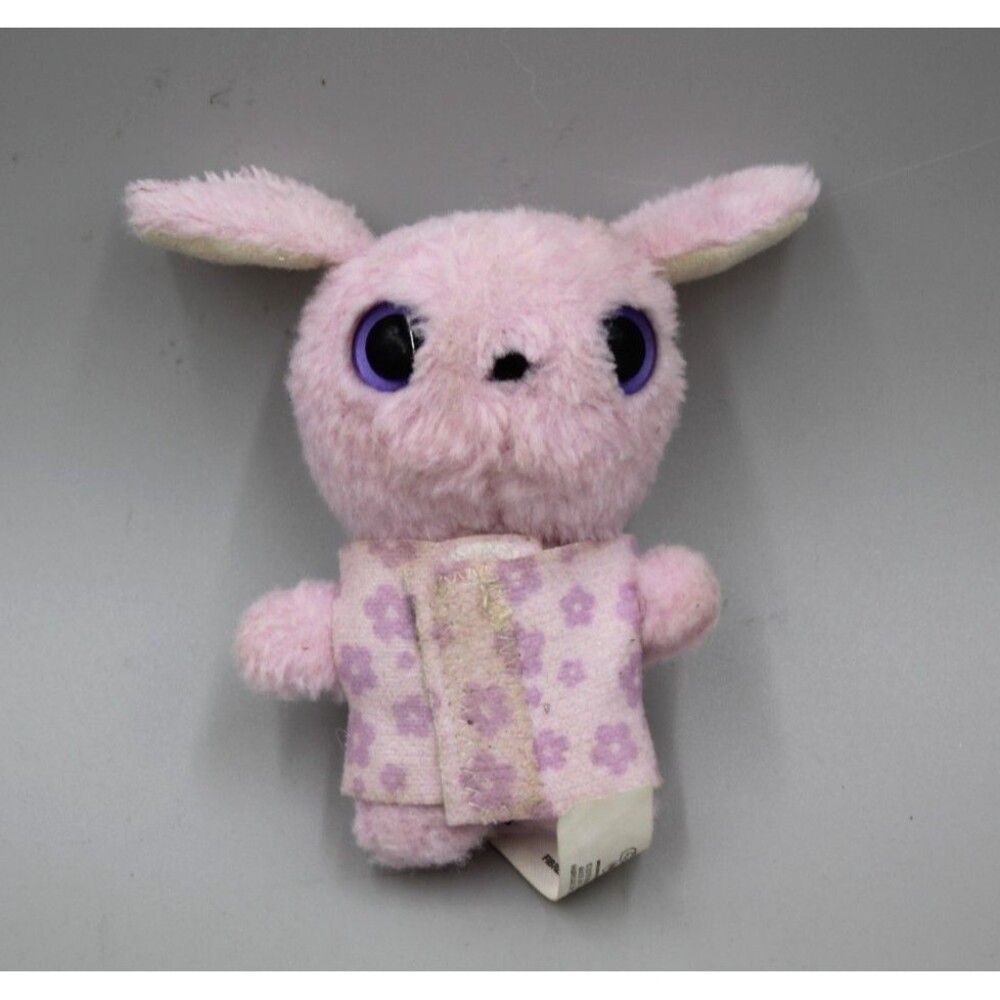 Scruff-A -Luvs Mini Plush Pink/Purple 4" Tiny Plush Bunny Shirt RARE Collectible